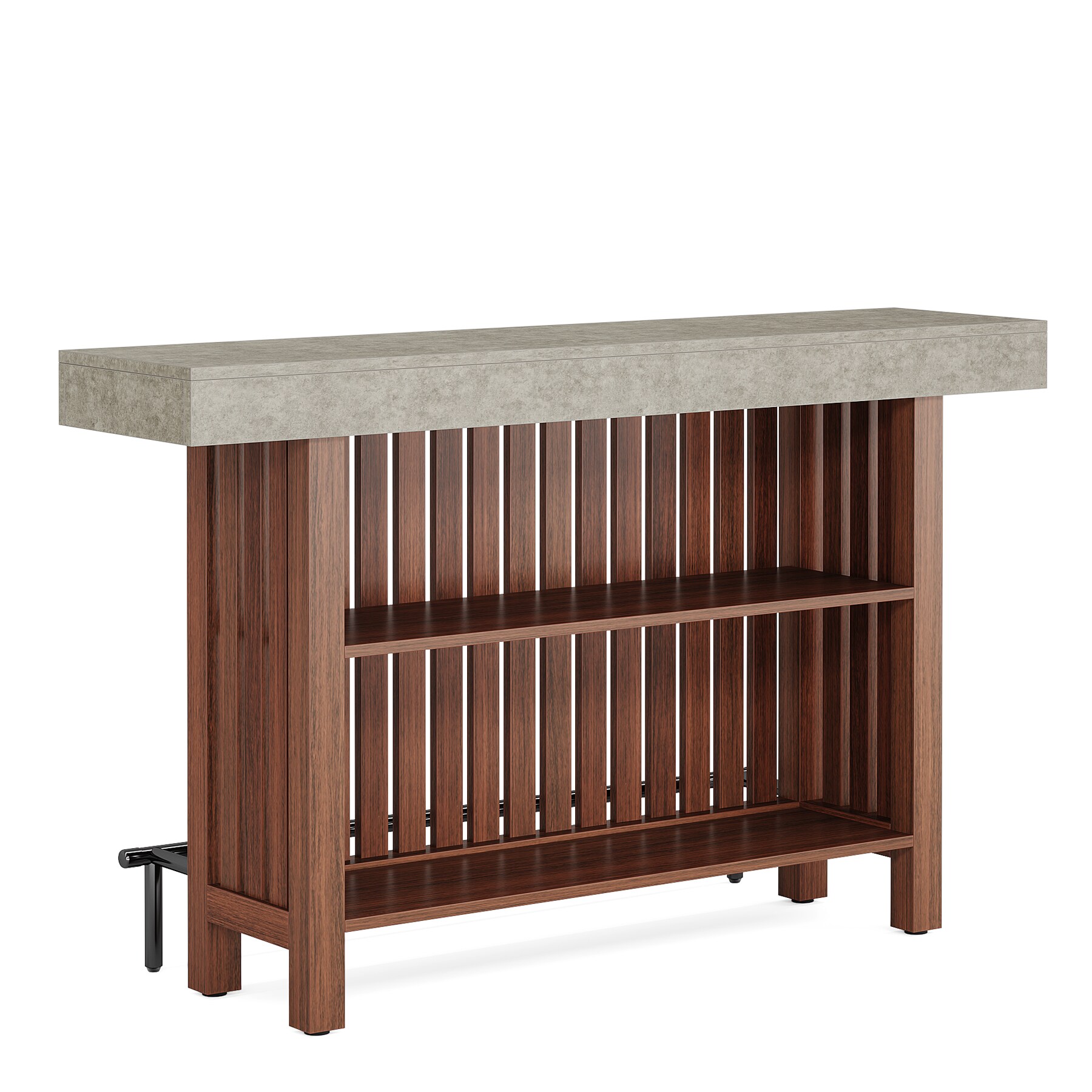 Home Bar Unit, Modern 2-Tier Bar Table With Footrest_voghion.com